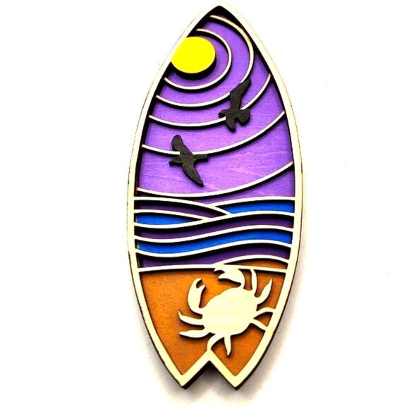 3D Laser cut multi-layered Surfboard magnet - Picture 1 of 3